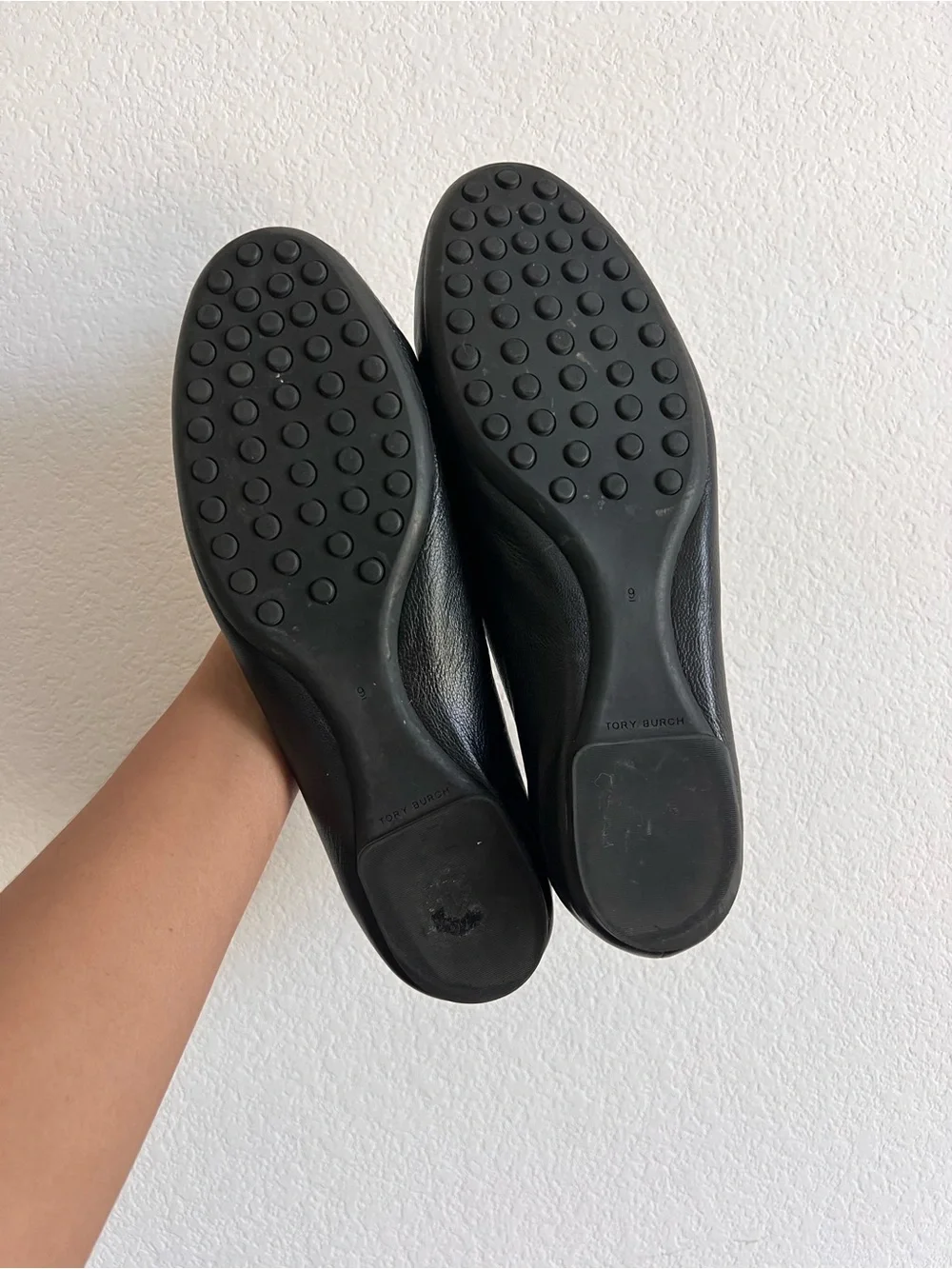 Tory Burch Claire Ballet Flats Women’s Size 9 Black Leather Slip-On Shoes